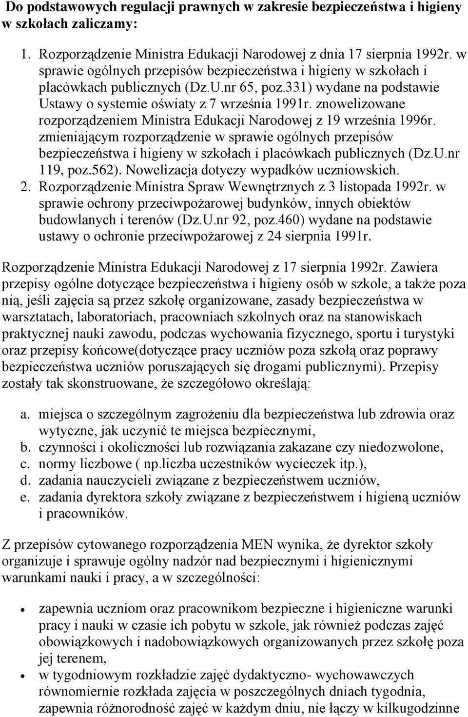 znowelizowane rozporządzeniem Ministra Edukacji Narodowej z 19 września 1996r.