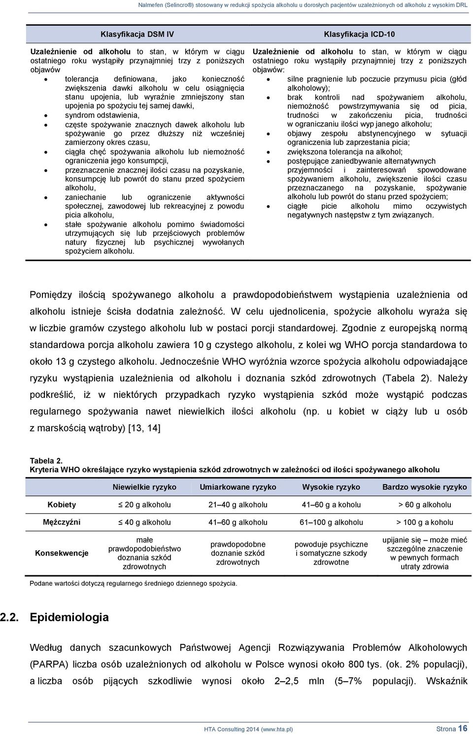 dłuższy niż wcześniej zamierzony okres czasu, ciągła chęć spożywania alkoholu lub niemożność ograniczenia jego konsumpcji, przeznaczenie znacznej ilości czasu na pozyskanie, konsumpcję lub powrót do