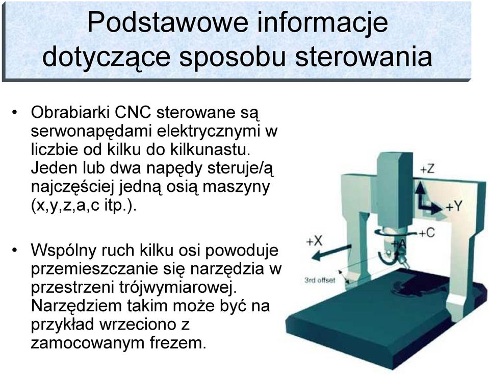 Jeden lub dwa napędy steruje/ą najczęściej jedną osią maszyny (x,y,z,a,c itp.).