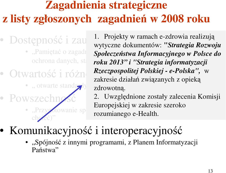 standardy, roku 2013 dostęp) i "Strategia informatyzacji Rzeczpospolitej Polskiej - e-polska", w zakresie działań związanych z opieką otwarte standardy teoria zdrowotną. a praktyka 2.