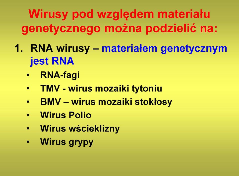RNA wirusy materiałem genetycznym jest RNA RNA-fagi