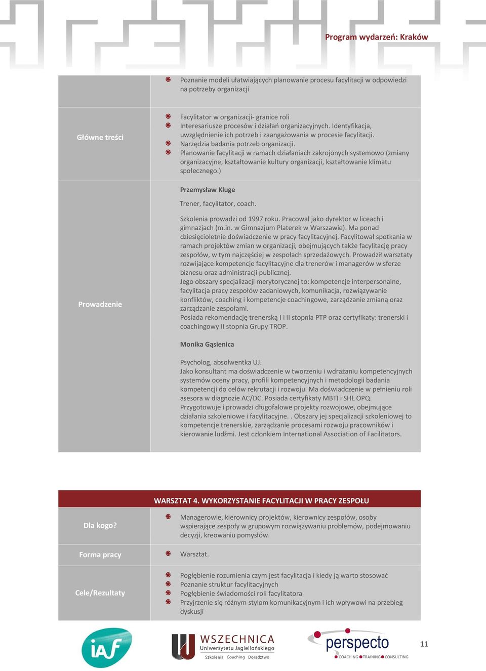 Planowanie facylitacji w ramach działaniach zakrojonych systemowo (zmiany organizacyjne, kształtowanie kultury organizacji, kształtowanie klimatu społecznego.