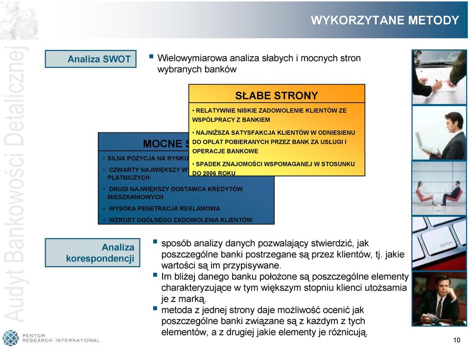 ZADOWOLENIE KLIENTÓW ZE WSPÓŁPRACY Z BANKIEM SŁABE STRONY NAJNIŻSZA SATYSFAKCJA KLIENTÓW W ODNIESIENU DO OPŁAT POBIERANYCH PRZEZ BANK ZA USŁUGI I Analiza korespondencji sposób analizy danych