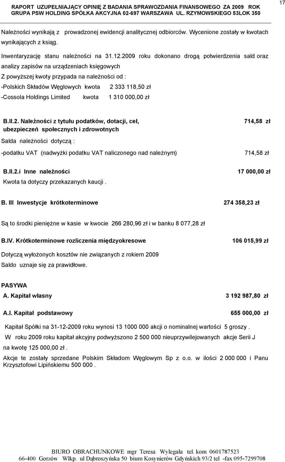 Holdings Limited kwota 1 310 000,00 zł B.II.2.