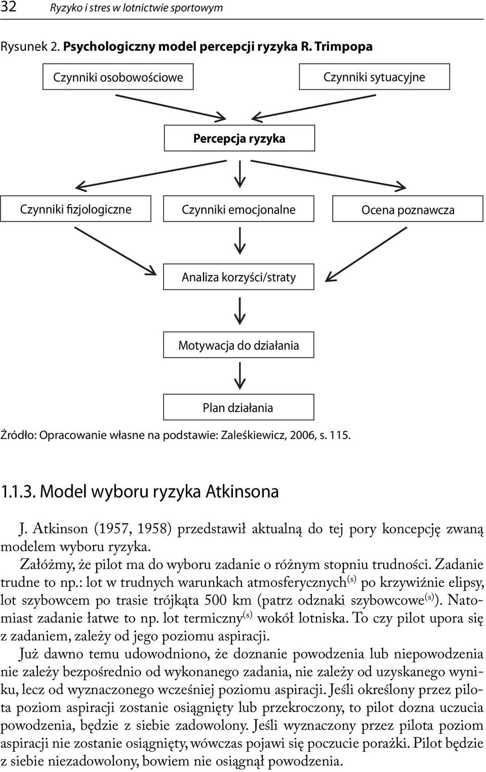 Opracowanie własne na podstawie: Zaleśkiewicz, 2006, s. 115. 1.1.3. Model wyboru ryzyka Atkinsona J. Atkinson (1957, 1958) przedstawił aktualną do tej pory koncepcję zwaną modelem wyboru ryzyka.