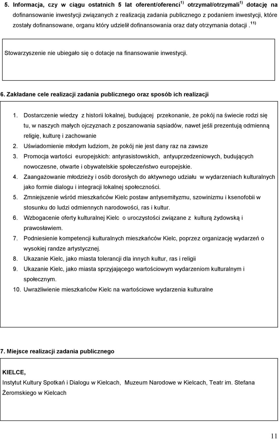 Zakładane cele realizacji zadania publicznego oraz sposób ich realizacji 1.