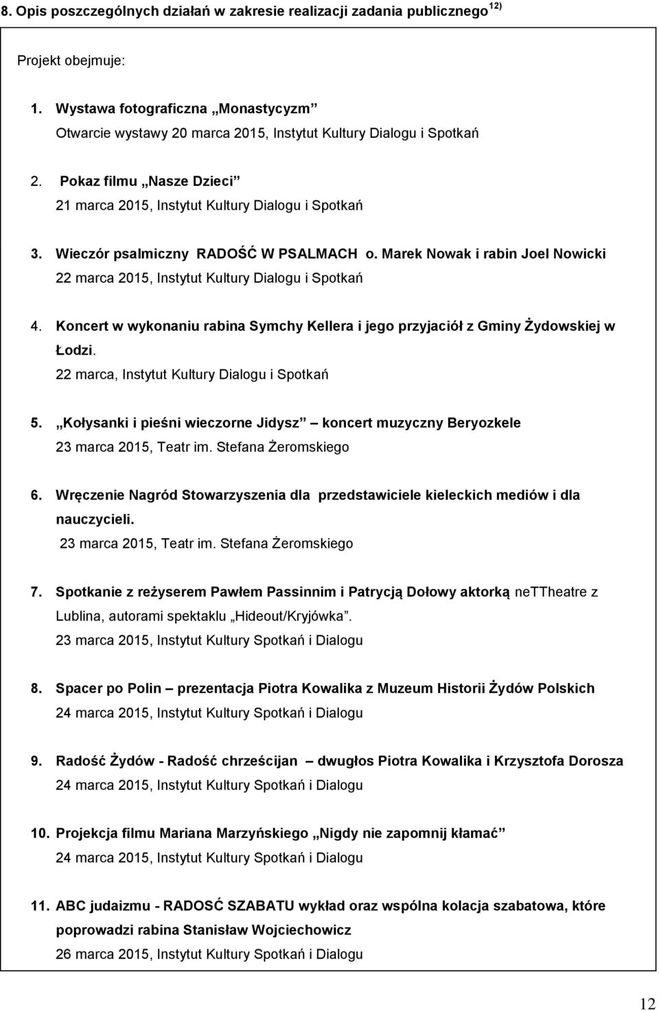 Wieczór psalmiczny RADOŚĆ W PSALMACH o. Marek Nowak i rabin Joel Nowicki 22 marca 2015, Instytut Kultury Dialogu i Spotkań 4.