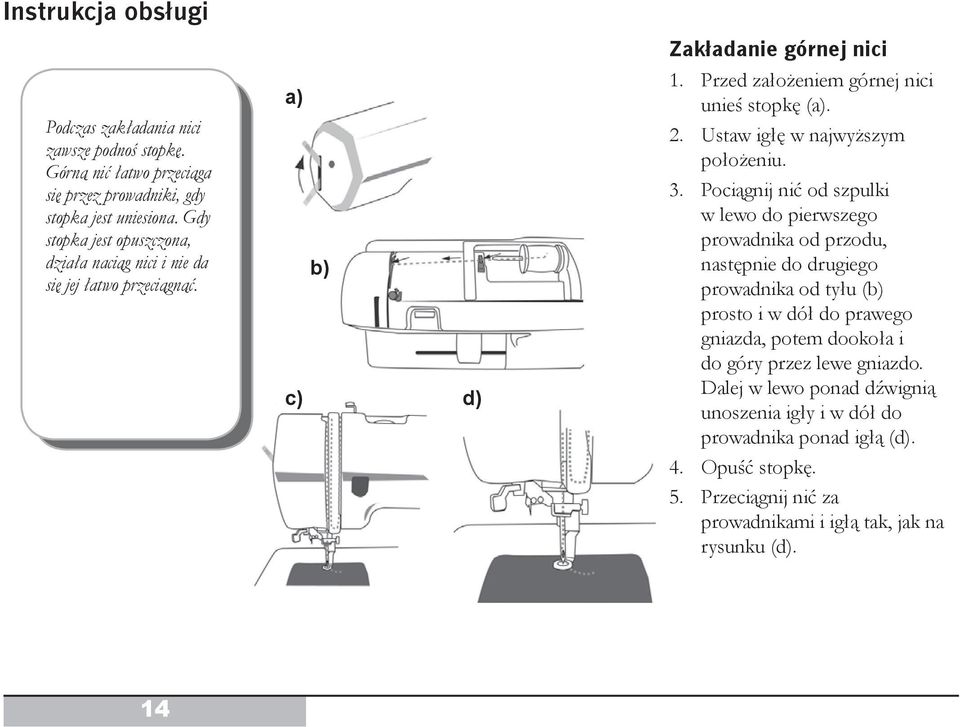 Ustaw igłę w najwyższym położeniu. 3.