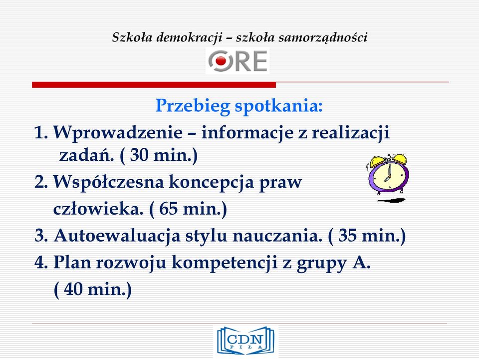 ) 2. Współczesna koncepcja praw człowieka. ( 65 min.) 3.