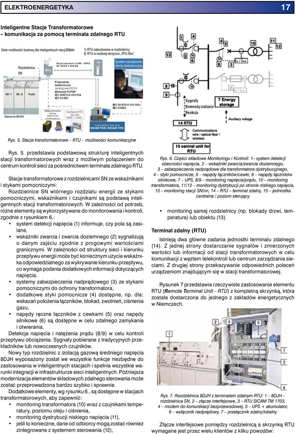 Stacje transformatorowe RTU możliwości komunikacyjne Rys. 5.