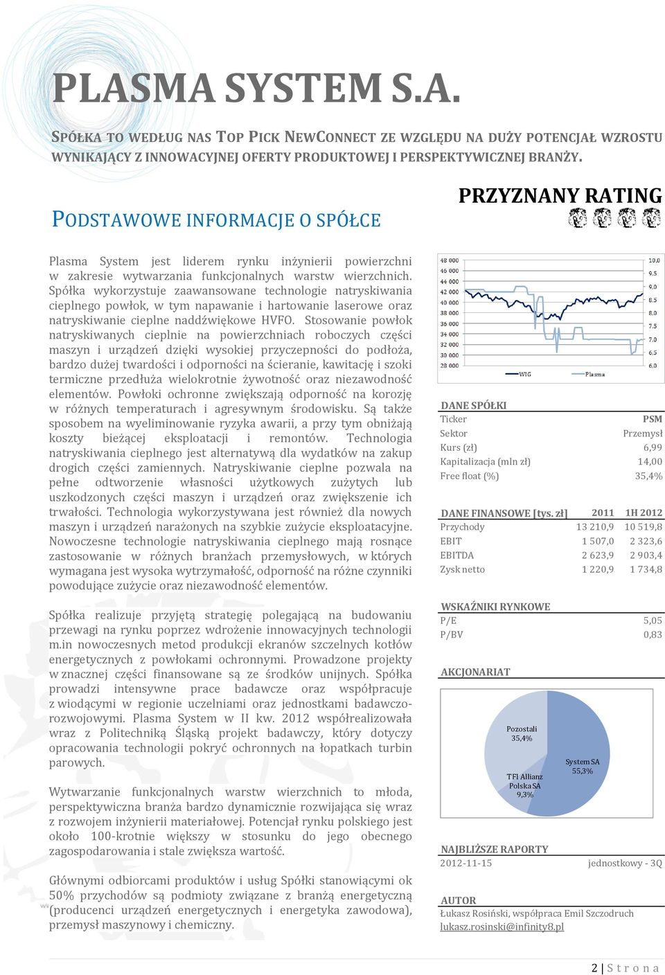 Spółka wykorzystuje zaawansowane technologie natryskiwania cieplnego powłok, w tym napawanie i hartowanie laserowe oraz natryskiwanie cieplne naddźwiękowe HVFO.