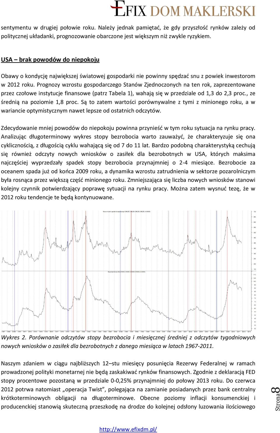 Prognozy wzrostu gospodarczego Stanów Zjednoczonych na ten rok, zaprezentowane przez czołowe instytucje finansowe (patrz Tabela 1), wahają się w przedziale od 1,3 do 2,3 proc.