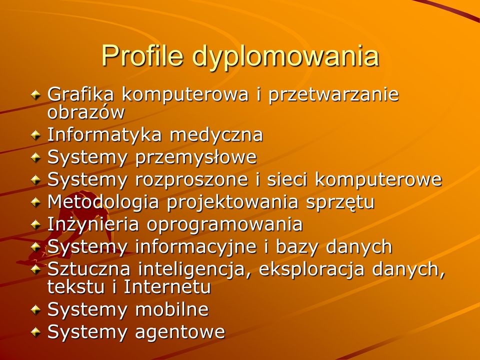 projektowania sprzętu Inżynieria oprogramowania Systemy informacyjne i bazy danych