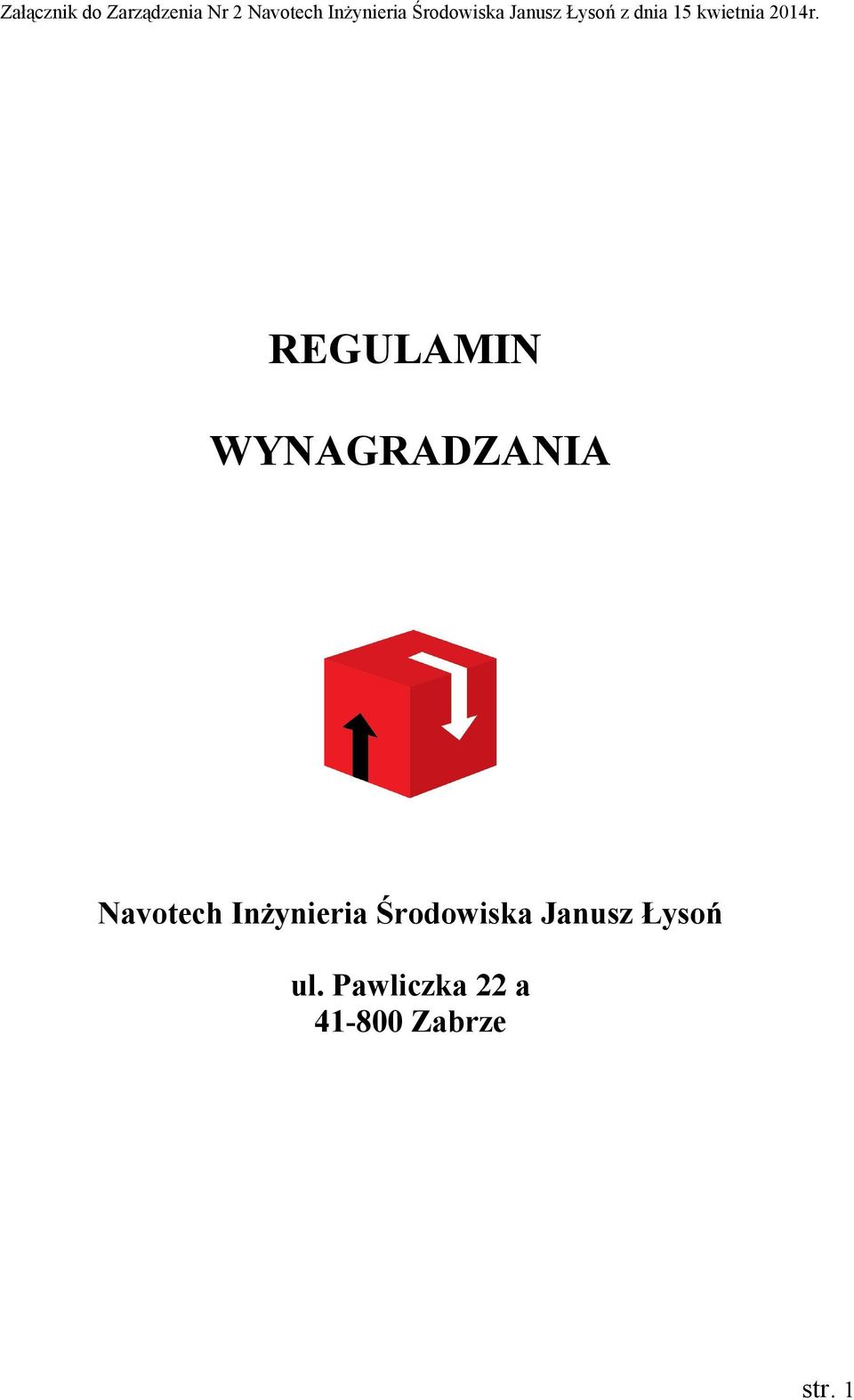 REGULAMIN WYNAGRADZANIA Navotech Inżynieria