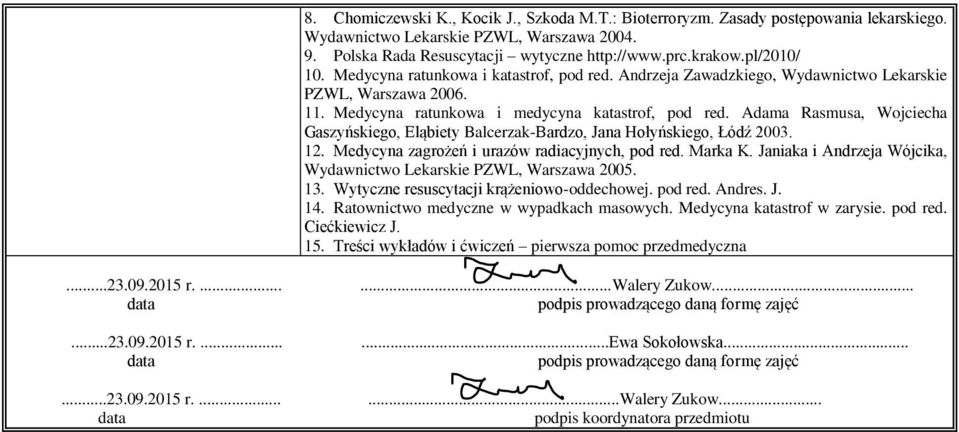 Adama Rasmusa, Wojciecha Gaszyńskiego, Eląbiety Balcerzak-Bardzo, Jana Hołyńskiego, Łódź 2003. 12. Medycyna zagrożeń i urazów radiacyjnych, pod red. Marka K.