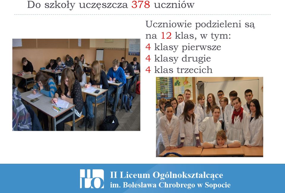 są na 12 klas, w tym: 4 klasy