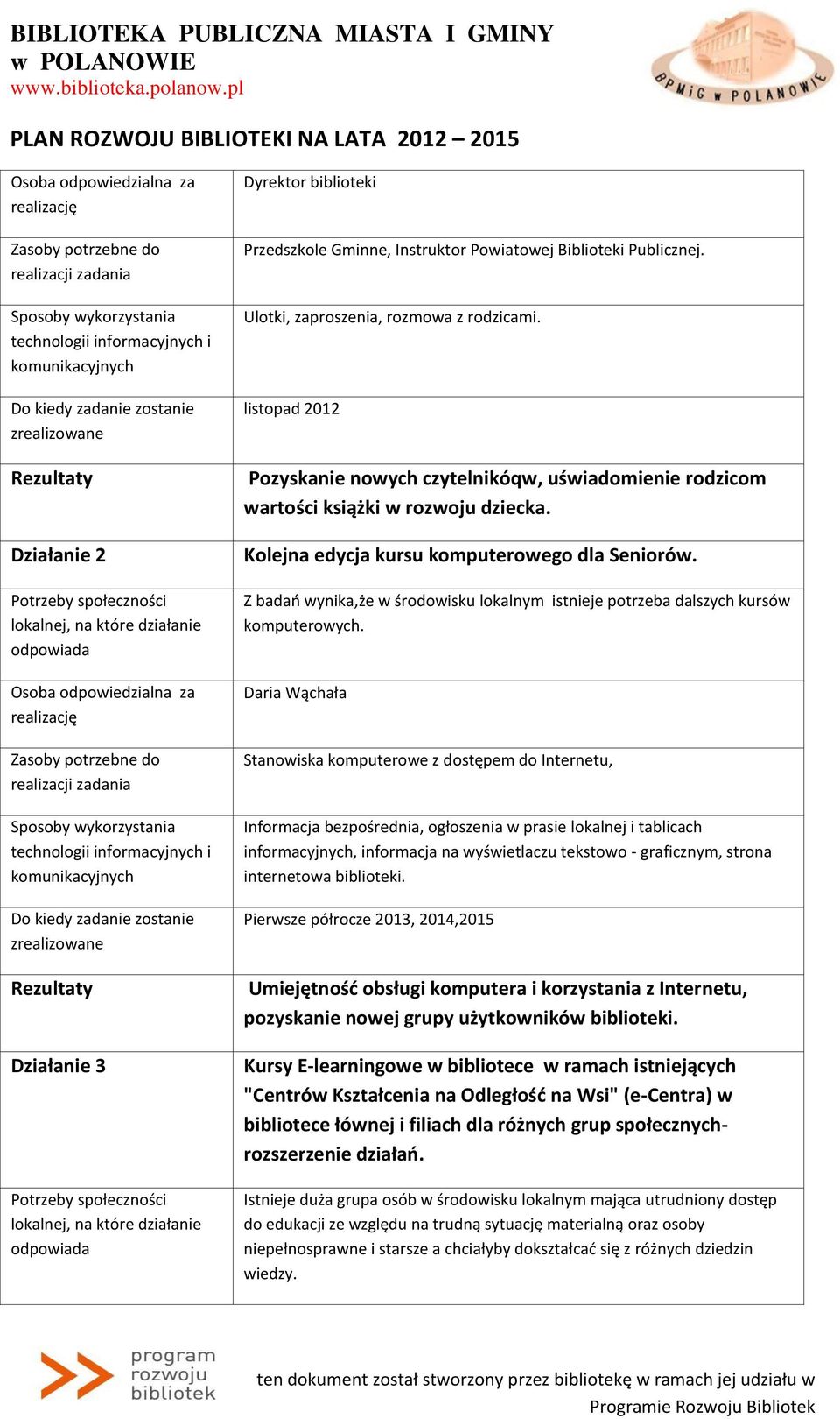 Z badań wynika,że w środowisku lokalnym istnieje potrzeba dalszych kursów komputerowych.