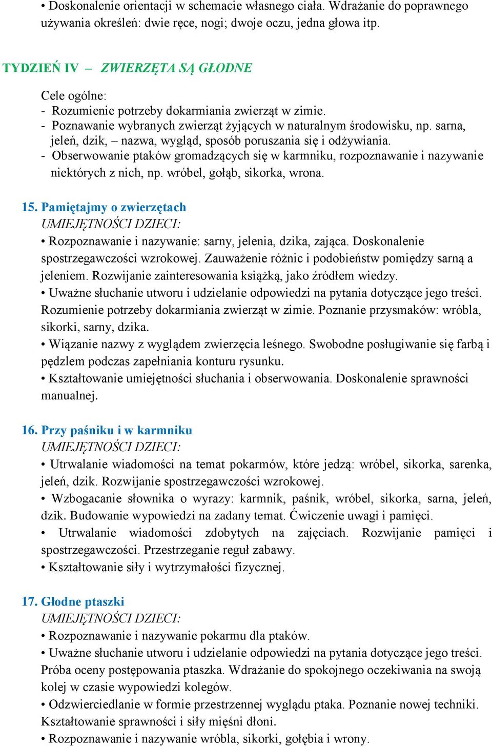 sarna, jeleń, dzik, nazwa, wygląd, sposób poruszania się i odżywiania. - Obserwowanie ptaków gromadzących się w karmniku, rozpoznawanie i nazywanie niektórych z nich, np.