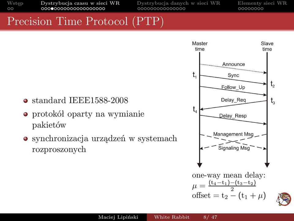 urządzeń w systemach rozproszonych one-way mean delay: µ =