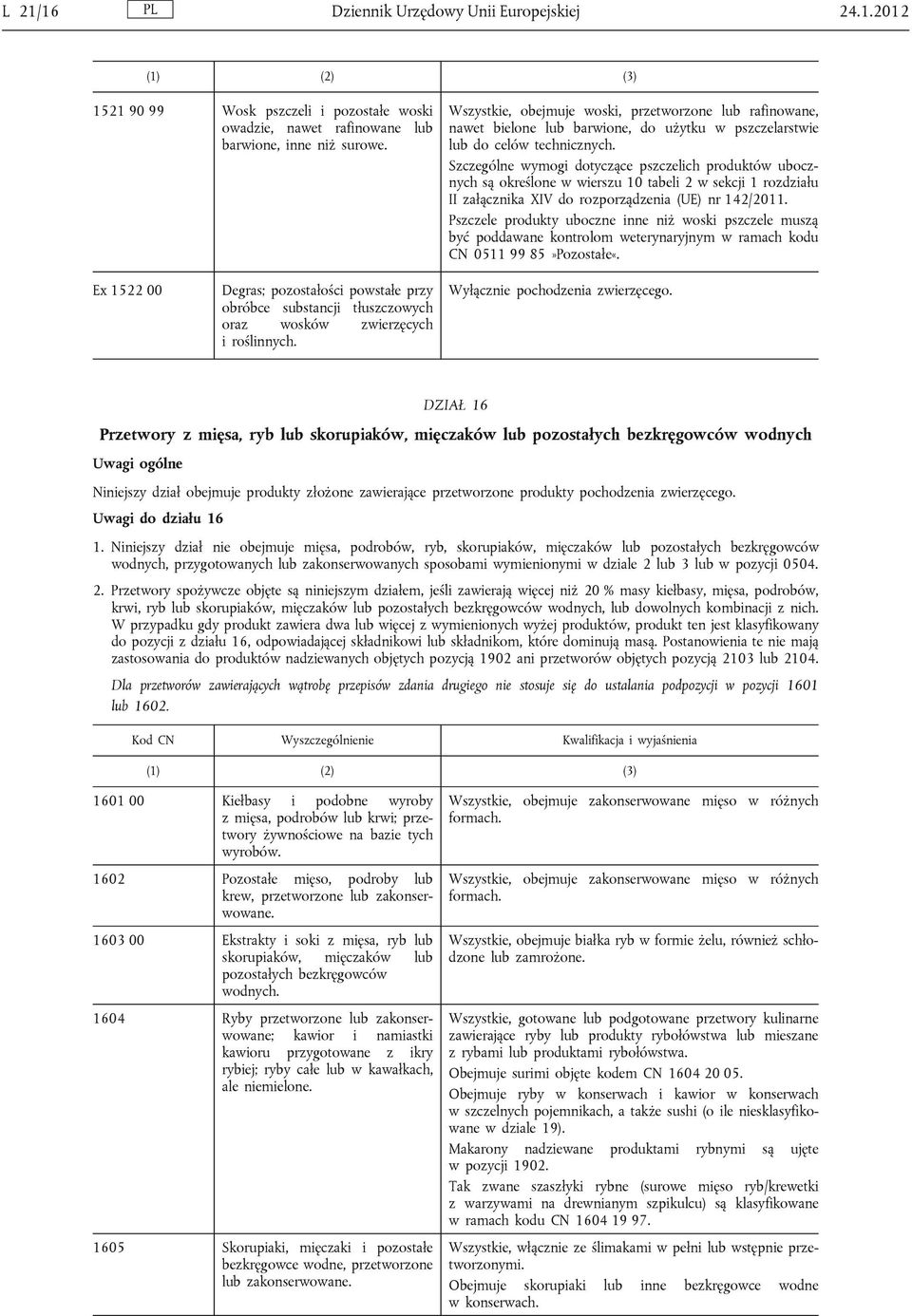 Szczególne wymogi dotyczące pszczelich produktów ubocznych są określone w wierszu 10 tabeli 2 w sekcji 1 rozdziału II załącznika XIV do rozporządzenia (UE) nr 142/2011.