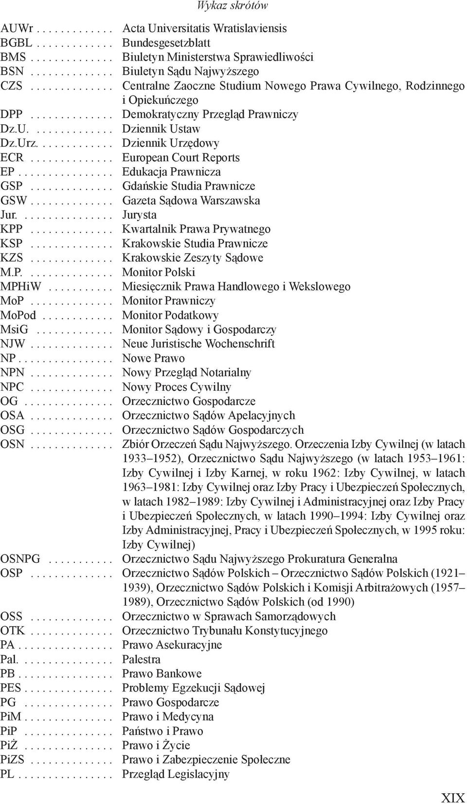............ Dziennik Urzędowy ECR.............. European Court Reports EP................ Edukacja Prawnicza GSP.............. Gdańskie Studia Prawnicze GSW.............. Gazeta Sądowa Warszawska Jur.