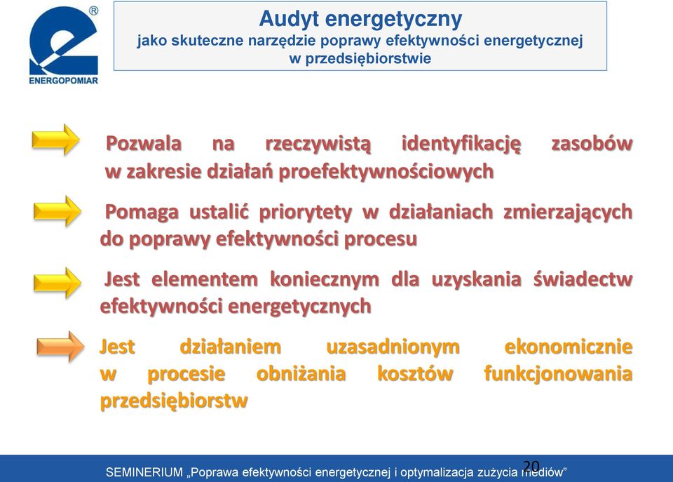 h z ierzają y h do poprawy efektyw oś i procesu Jest elementem koniecznym dla uzyskania świade tw efektyw oś i