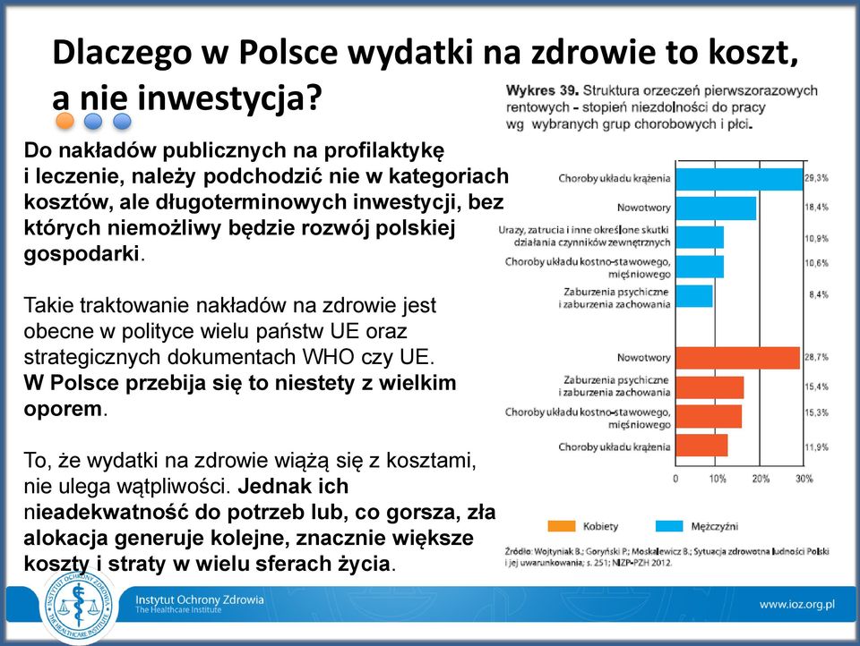 będzie rozwój polskiej gospodarki. Takie traktowanie nakładów na zdrowie jest obecne w polityce wielu państw UE oraz strategicznych dokumentach WHO czy UE.