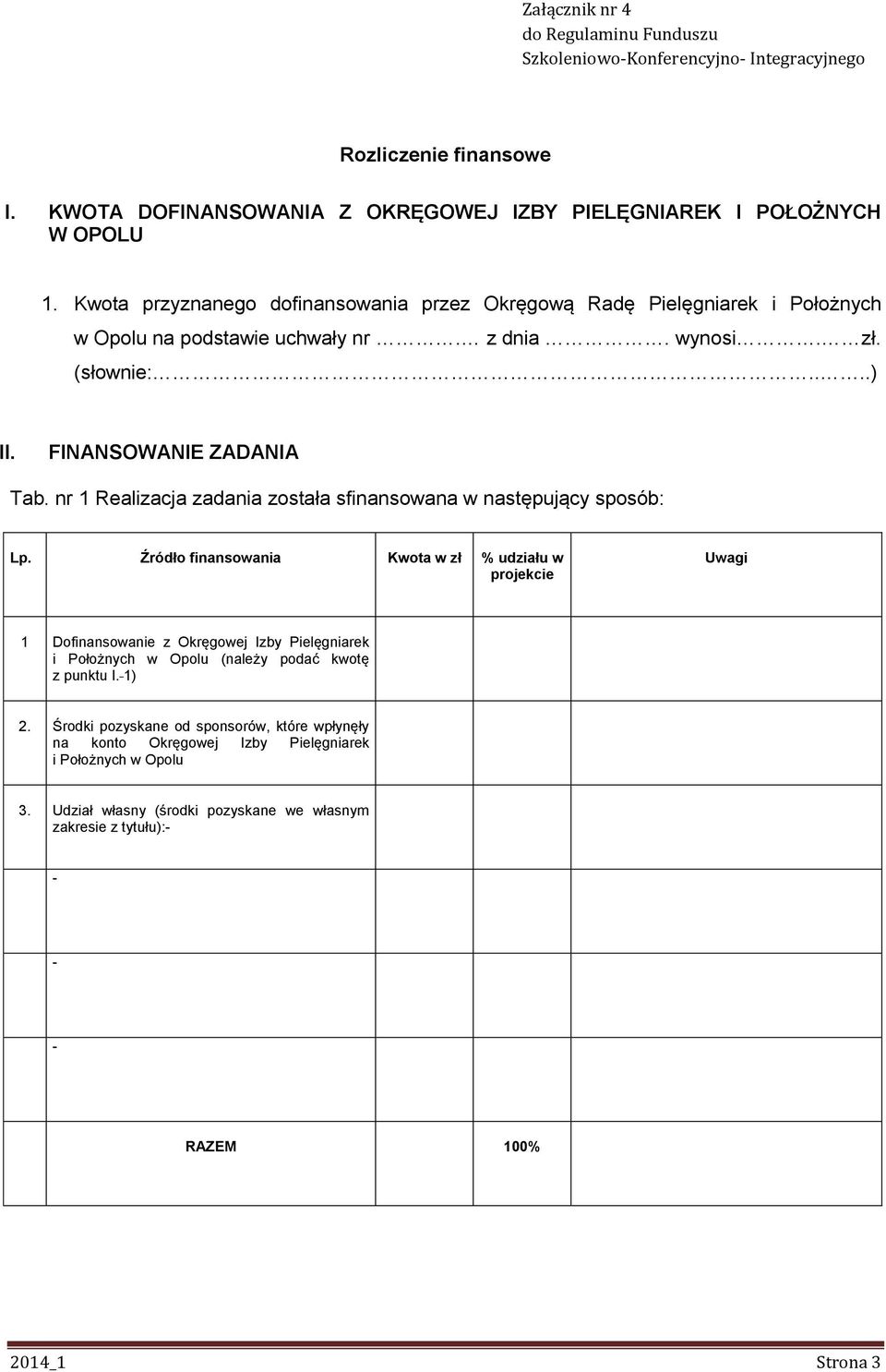 nr 1 Realizacja zadania została sfinansowana w następujący sposób: Lp.