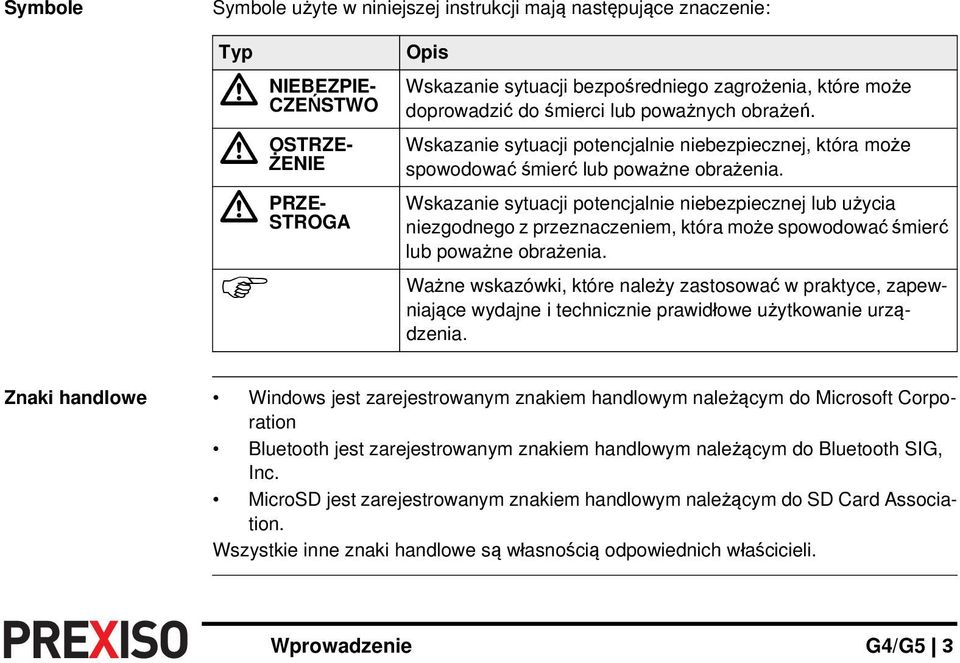 Wskazanie sytuacji potencjalnie niebezpiecznej lub użycia niezgodnego z przeznaczeniem, która może spowodować śmierć lub poważne obrażenia.