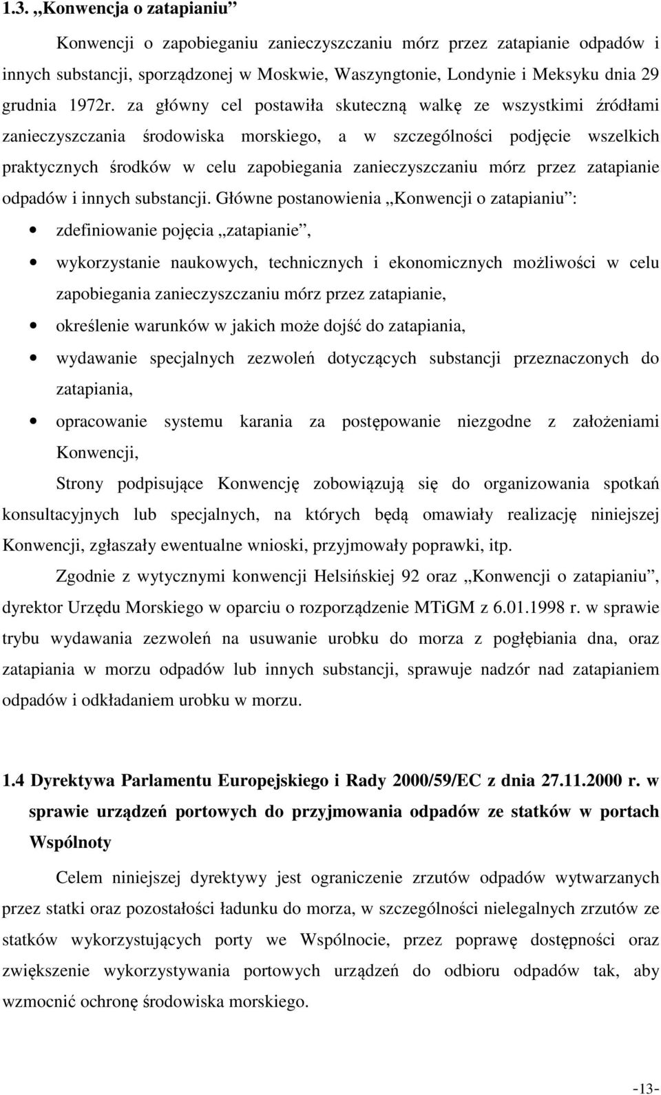 mórz przez zatapianie odpadów i innych substancji.