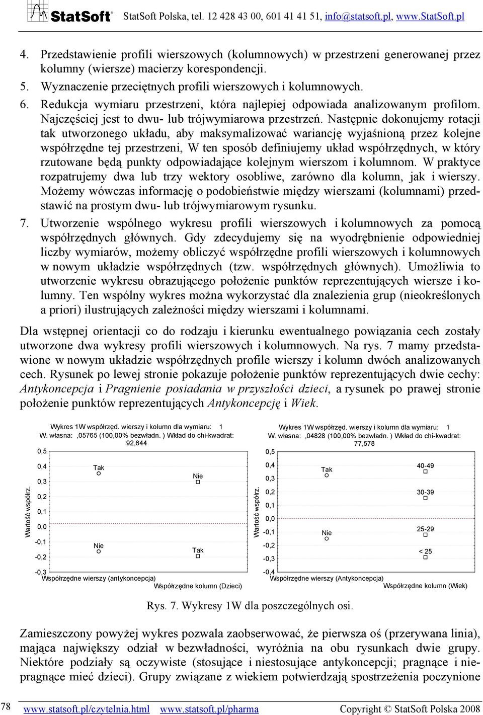 Następnie dokonujemy rotacji tak utworzonego układu, aby maksymalizować wariancję wyjaśnioną przez kolejne współrzędne tej przestrzeni, W ten sposób definiujemy układ współrzędnych, w który rzutowane