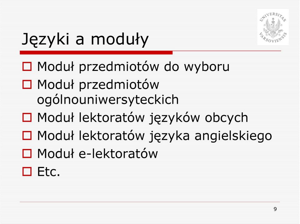 Moduł lektoratów języków obcych Moduł
