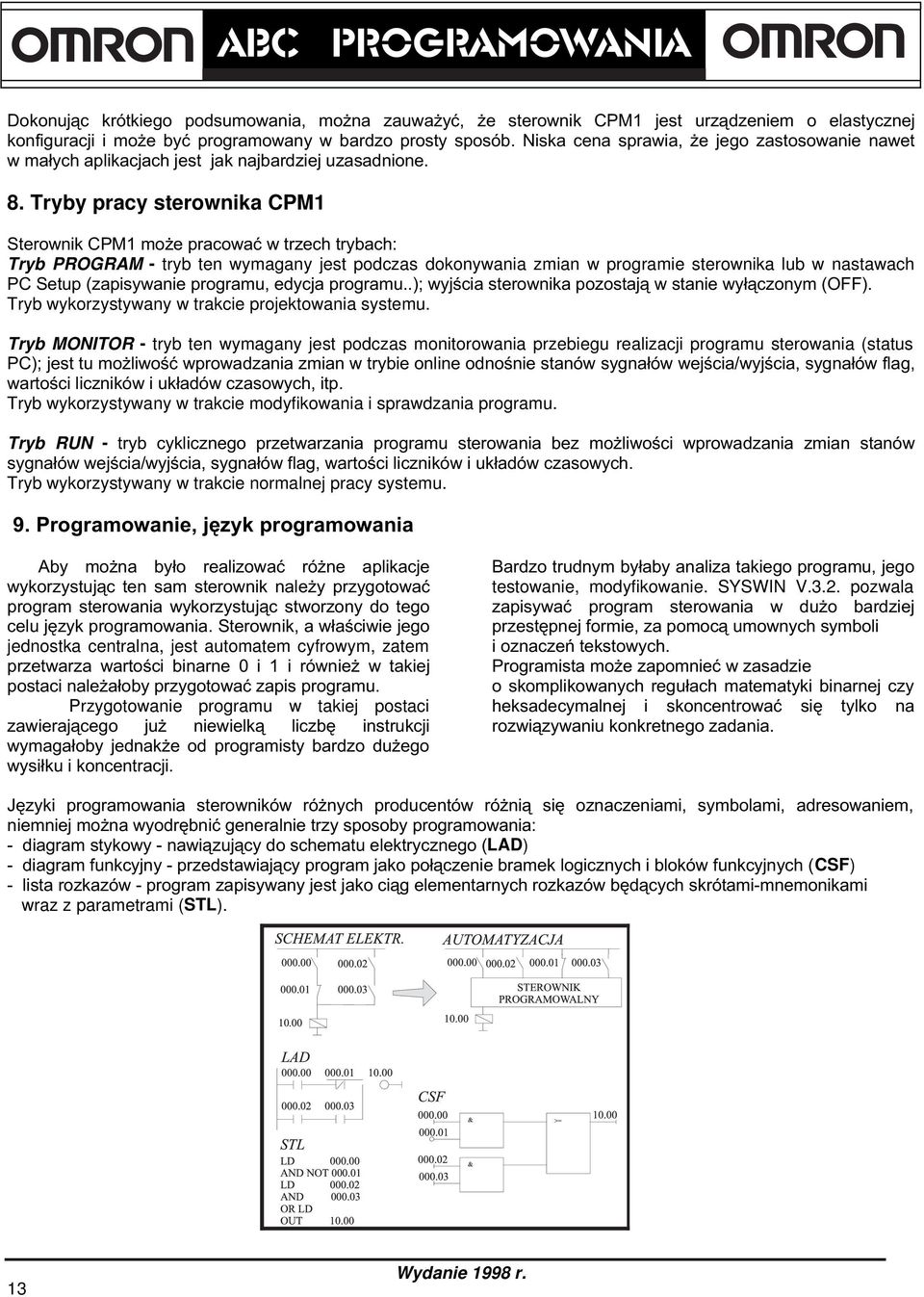 Tryb MONITOR - tryb ten wymagany jest podczas monitorowania przebiegu realizacji programu sterowania (status B@R$8+'> +'**'5'*-+ '+*$* Tryb wykorzystywany w trakcie modyfikowania i sprawdzania