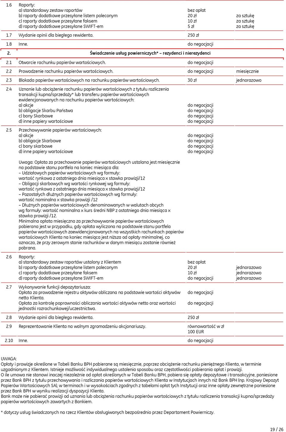 2.3 Blokada papierów wartościowych na rachunku papierów wartościowych. 30 zł 2.