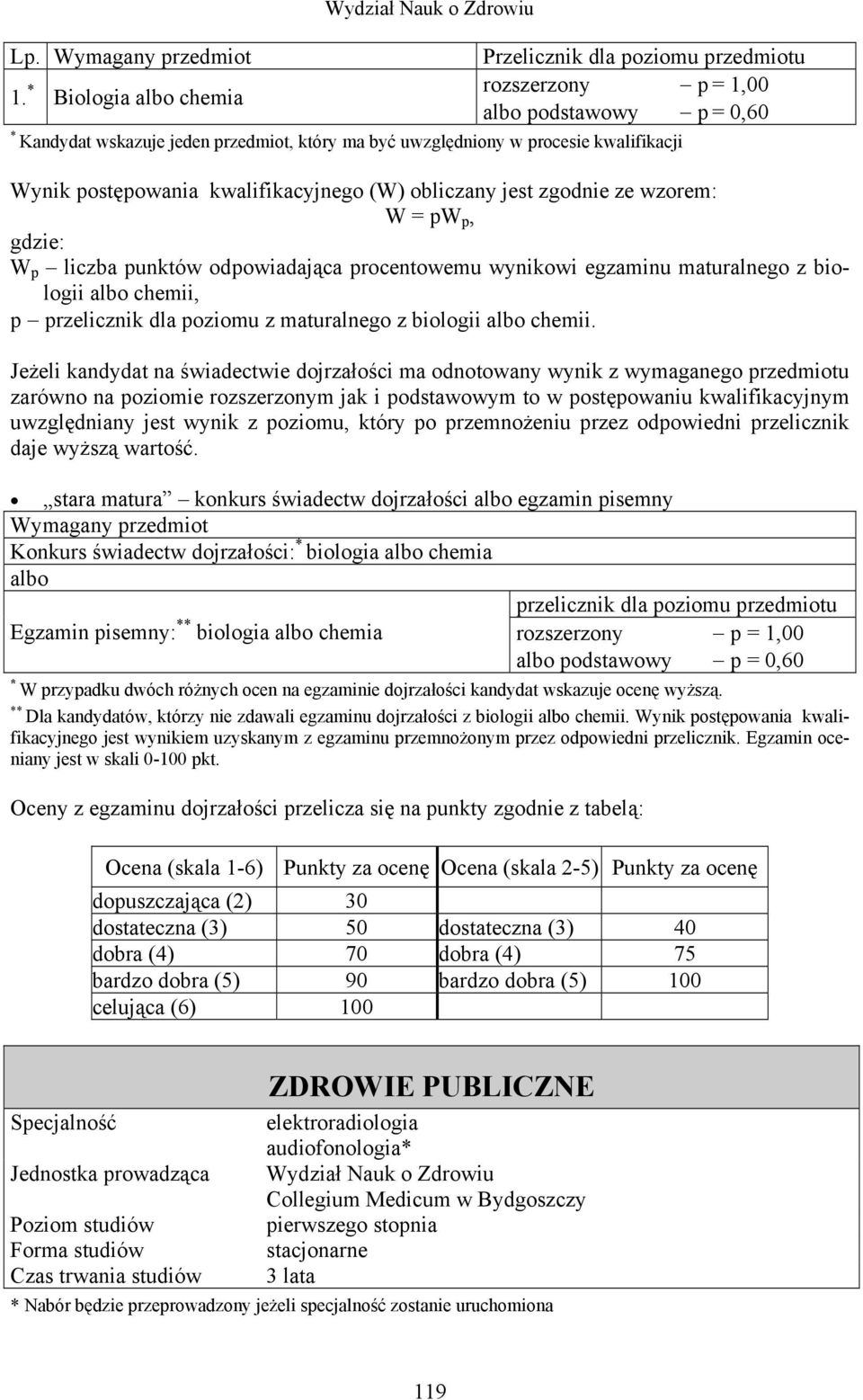 Jeżeli kandydat na świadectwie dojrzałości ma odnotowany wynik z wymaganego przedmiotu zarówno na poziomie rozszerzonym jak i podstawowym to w postępowaniu kwalifikacyjnym uwzględniany jest wynik z