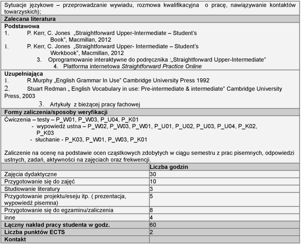 Oprogramowanie interaktywne do podręcznika : Straightforward Upper-Intermediate 4. Platforma internetowa Straightforward Practice Online 1. R.