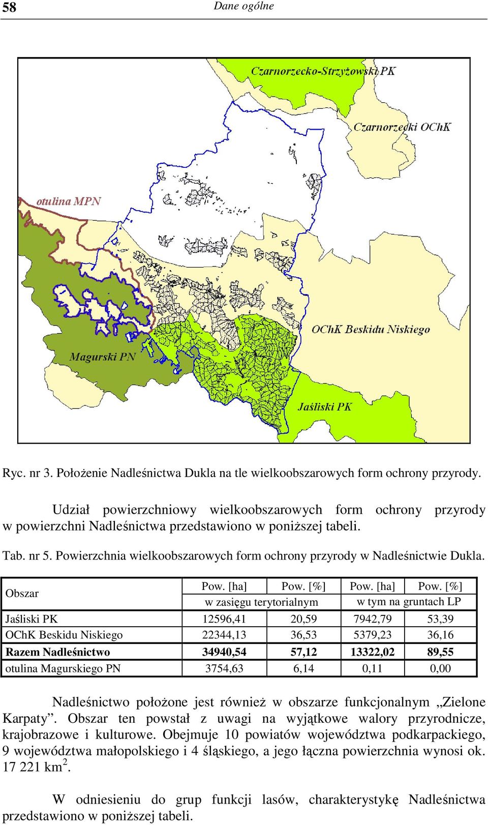 Powierzchnia wielkoobszarowych form ochrony przyrody w Nadleśnictwie. Obszar Pow. [ha] Pow.