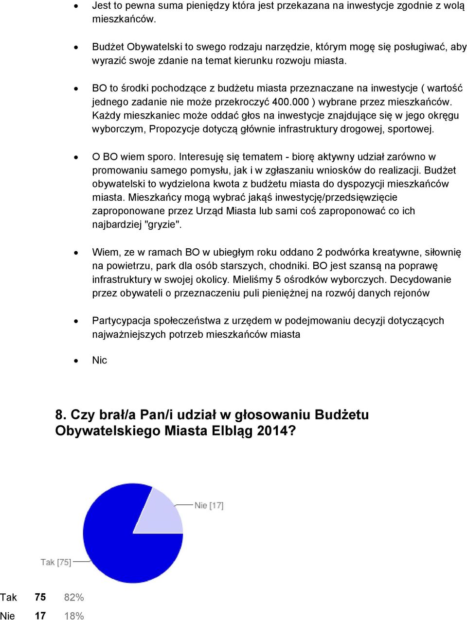 BO to środki pochodzące z budżetu miasta przeznaczane na inwestycje ( wartość jednego zadanie nie może przekroczyć 400.000 ) wybrane przez mieszkańców.