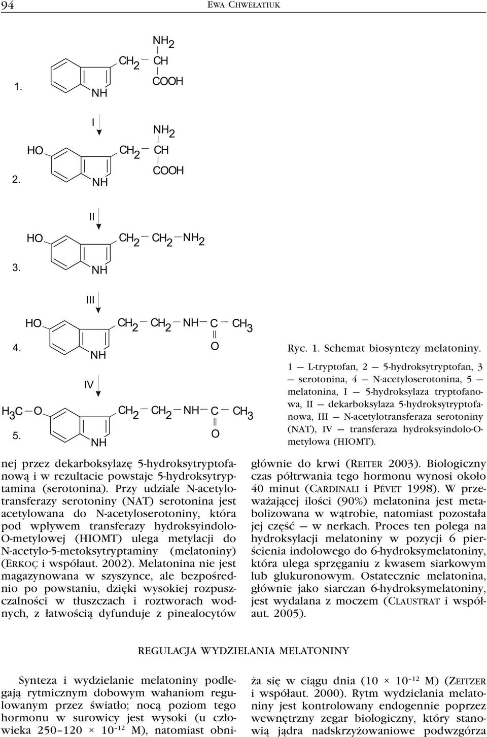 (NAT), IV transferaza hydroksyindolo-ometylowa (HIOMT). nej przez dekarboksylazę 5-hydroksytryptofanową i w rezultacie powstaje 5-hydroksytryptamina (serotonina).