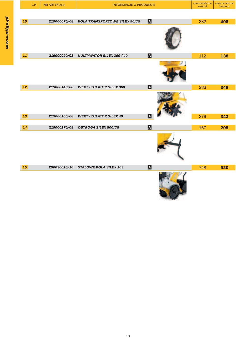 A 283 348 13 219000100/08 wertykulator silex 40 A 279 343 14 219000170/08