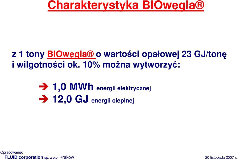 10% moŝna wytworzyć: 1,0 MWh energii elektrycznej 12,0