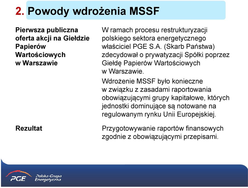 (Skarb Państwa) zdecydował o prywatyzacji Spółki poprzez Giełdę Papierów Wartościowych w Warszawie.