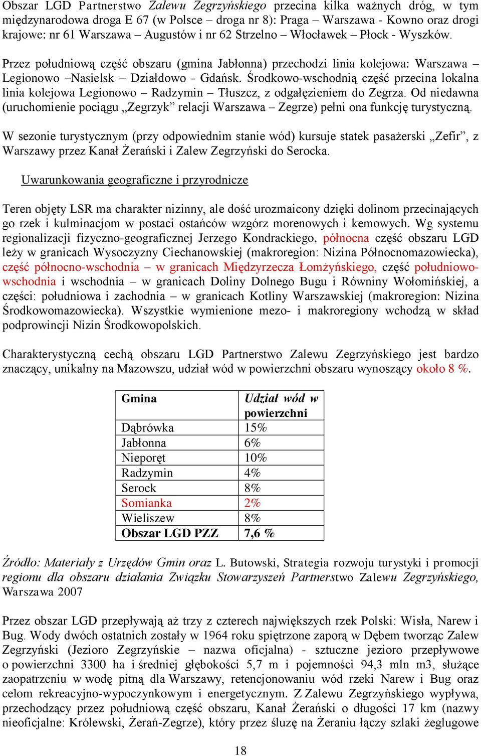 Środkowo-wschodnią część przecina lokalna linia kolejowa Legionowo Radzymin Tłuszcz, z odgałęzieniem do Zegrza.