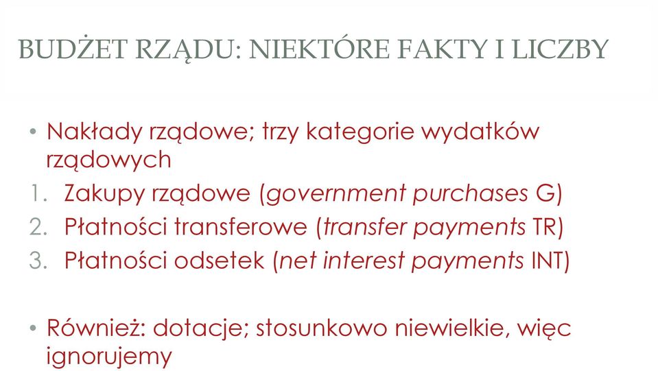 Płatności transferowe (transfer payments TR) 3.