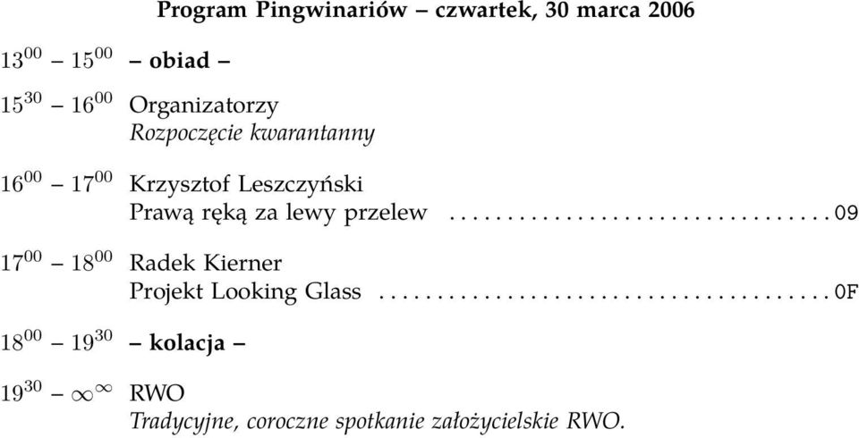 ................................ 09 17 00 18 00 Radek Kierner Projekt Looking Glass.