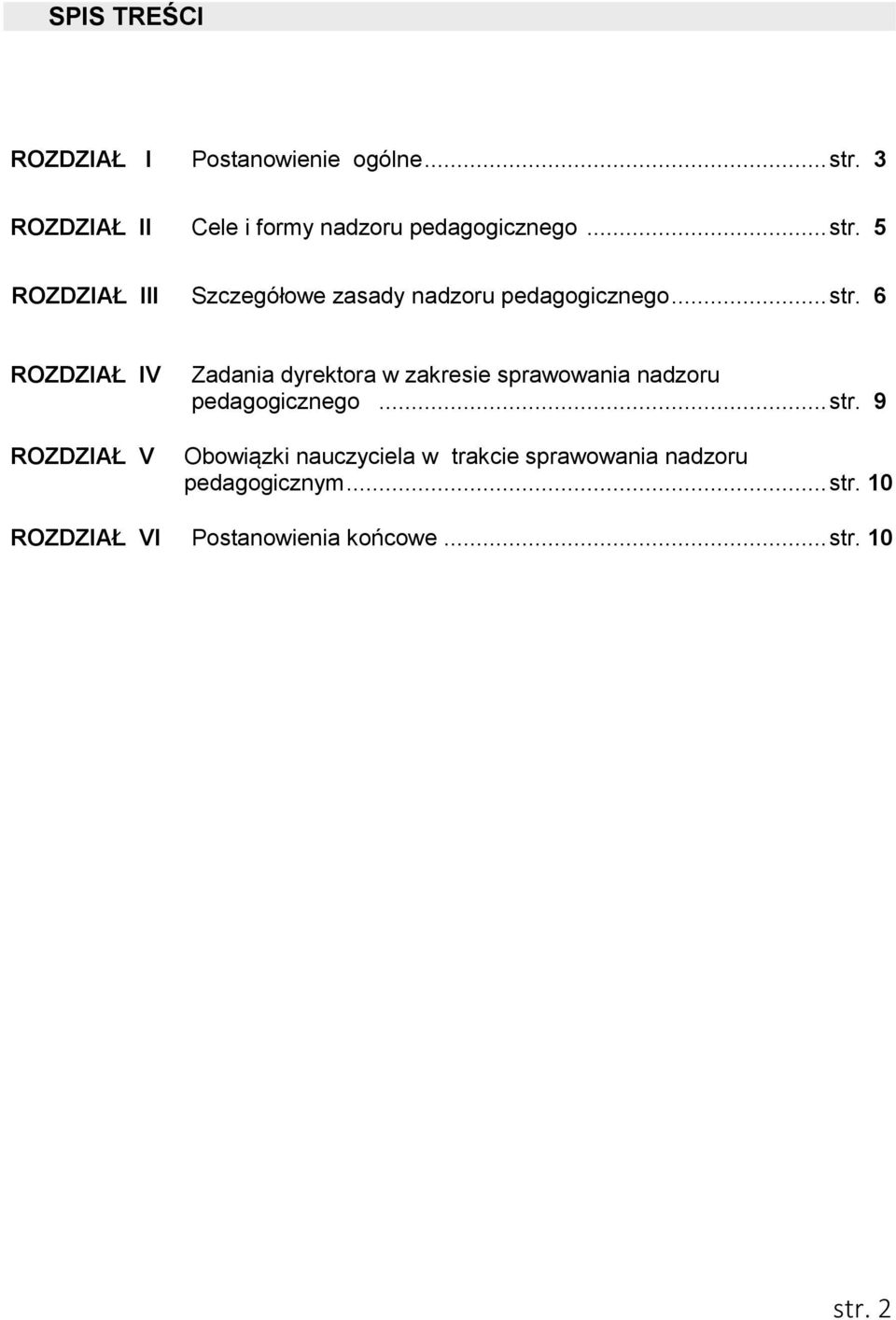 5 ROZDZIAŁ III Szczegółowe zasady nadzoru pedagogicznego... str.