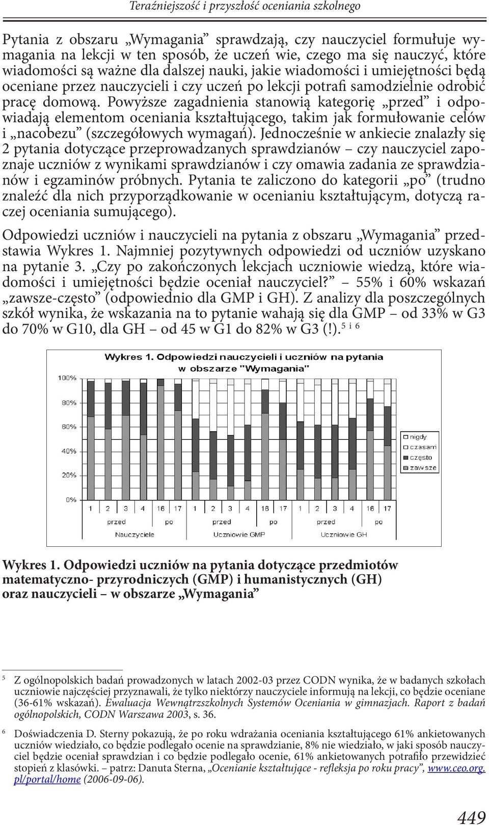 Powyższe zagadnienia stanowią kategorię przed i odpowiadają elementom oceniania kształtującego, takim jak formułowanie celów i nacobezu (szczegółowych wymagań).