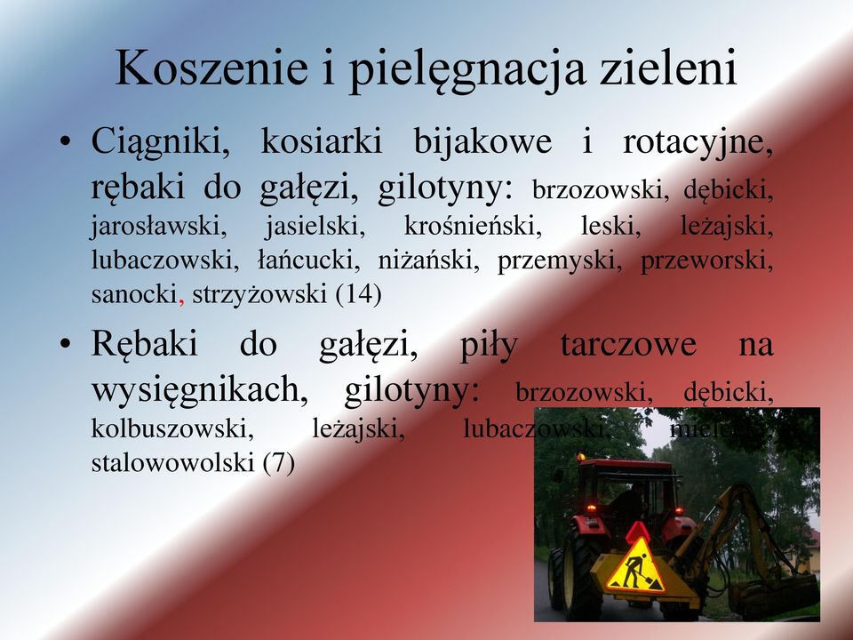 niżański, przemyski, przeworski, sanocki, strzyżowski (14) Rębaki do gałęzi, piły tarczowe na