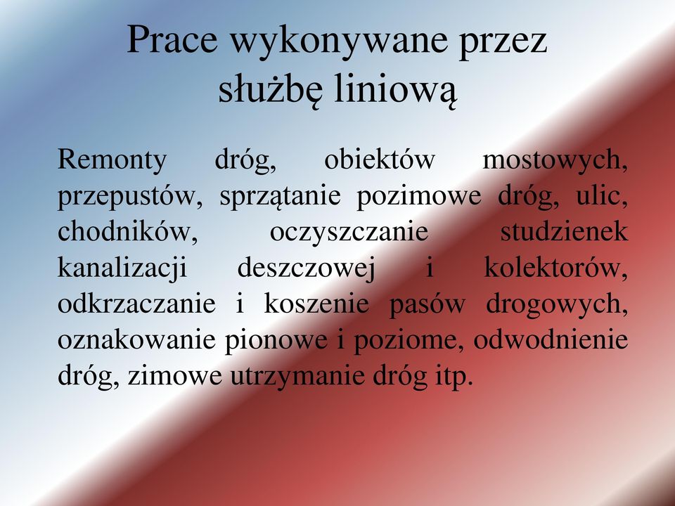 studzienek kanalizacji deszczowej i kolektorów, odkrzaczanie i koszenie