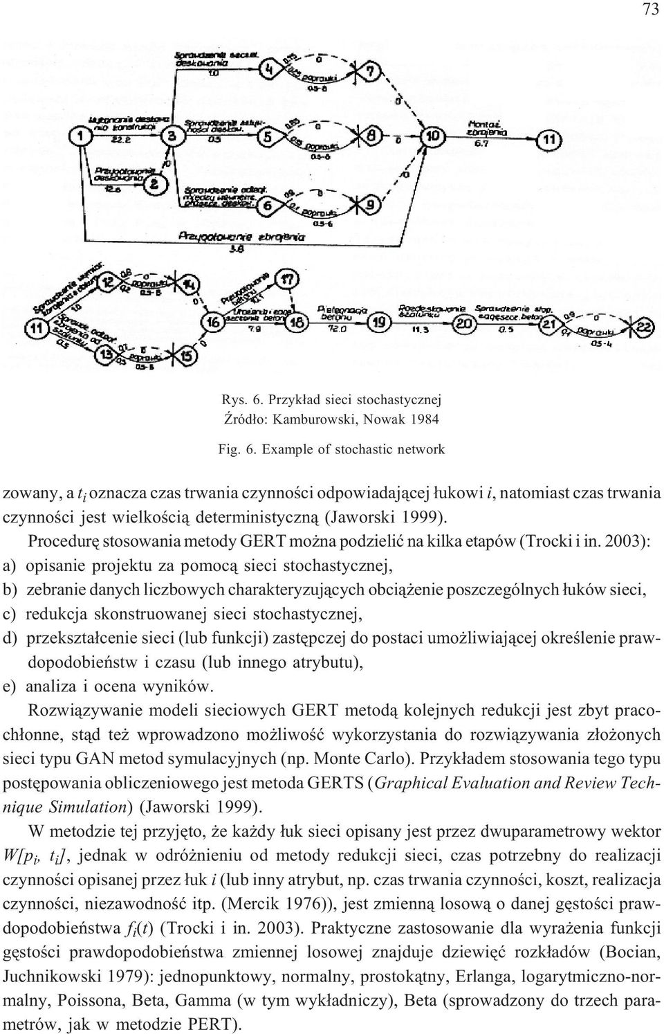 2003): a) opisanie projektu za pomoc¹ sieci stochastycznej, b) zebranie danych liczbowych charakteryzuj¹cych obci¹ enie poszczególnych ³uków sieci, c) redukcja skonstruowanej sieci stochastycznej, d)